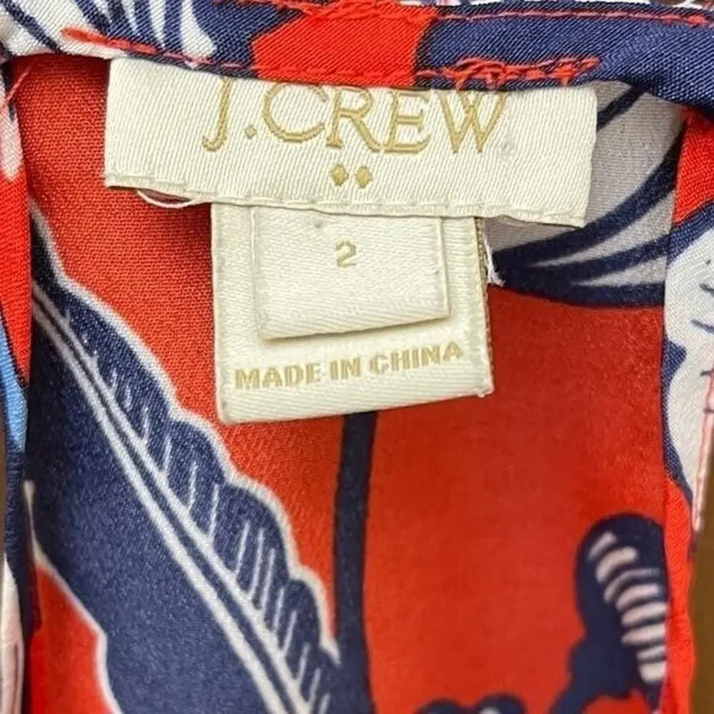 J. Crew Women's‎ Orange Floral Cami Top Size 2 Adjustable Straps Lightweight
